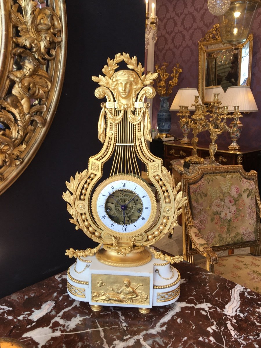 Louis XVI Lyre Clock