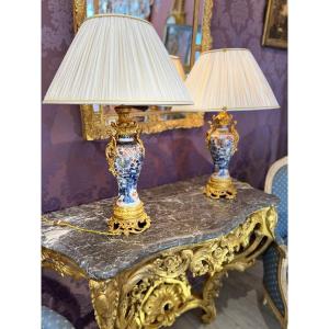 Pair Of Porcelain Lamps With Imari Decor