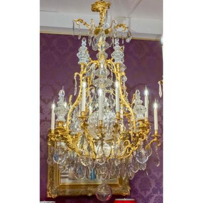 Baccarat Chandelier In Gilt Bronze