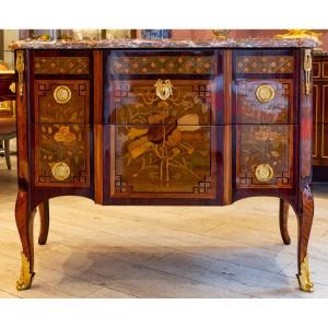 Transition Period Marquetry Commode Stamped By Nicolas Alexandre Lapie