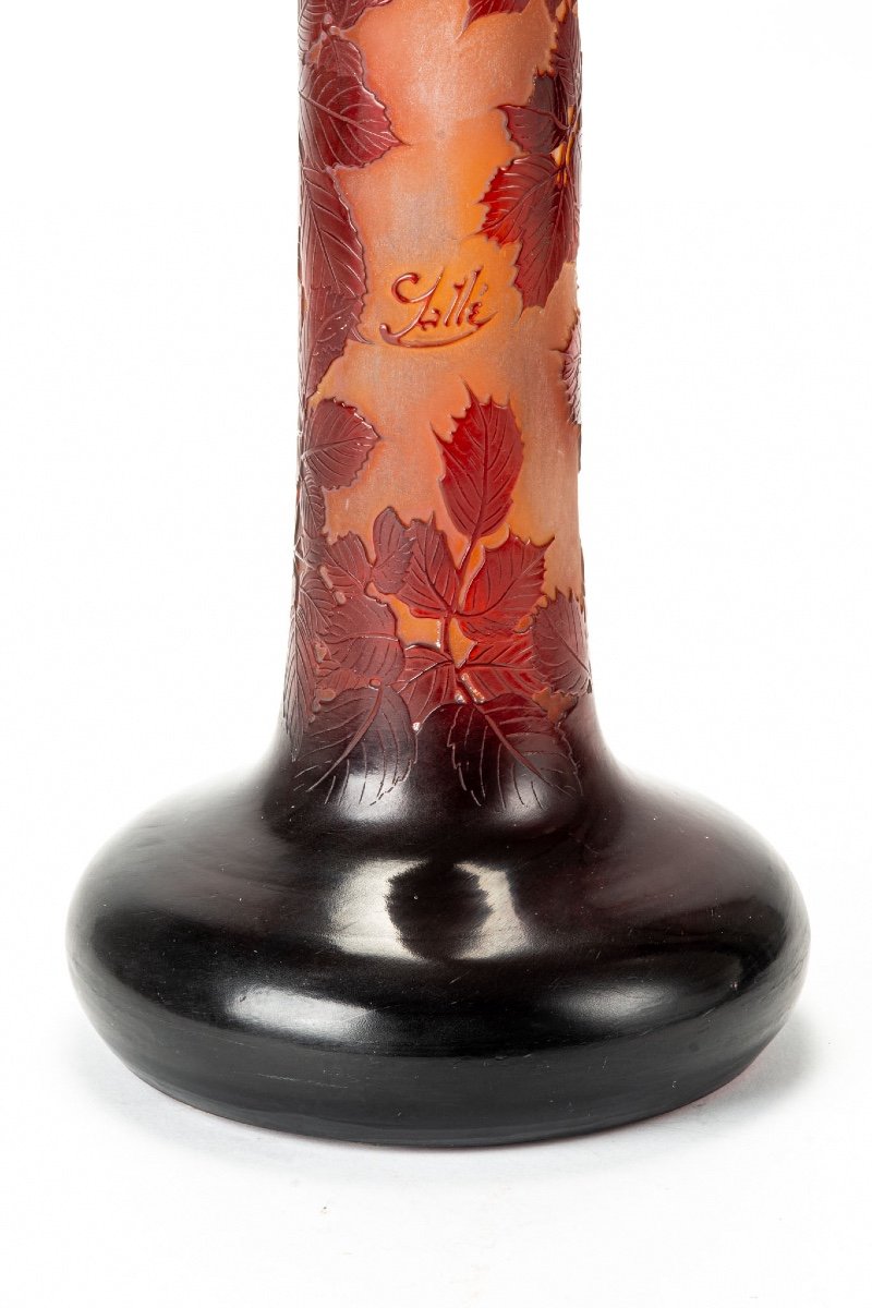 Un Vase Bulbe En Verre De Gallè De 60 Cm Avec Des Roses Rouges-photo-4