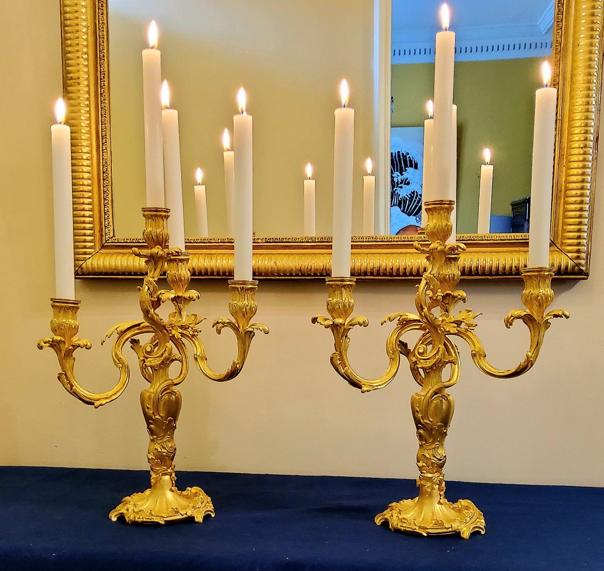 Pair Of Candelabra In Chiselled And Gilded Bronzes Louis XV Style Signed Colin XIX Cty