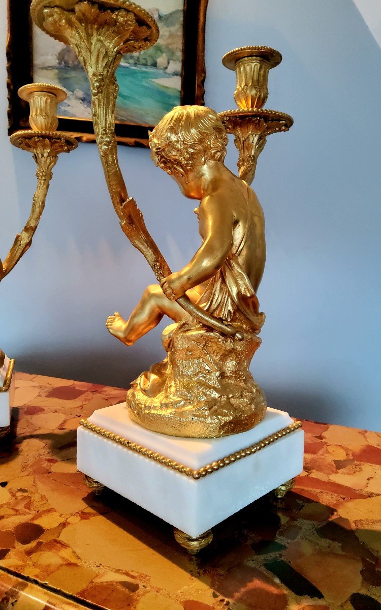 Paire De Candélabres En Bronzes Dorés Jeunes Bacchus Et Bacchante Aprs Clodion Style Louis XVI -photo-8