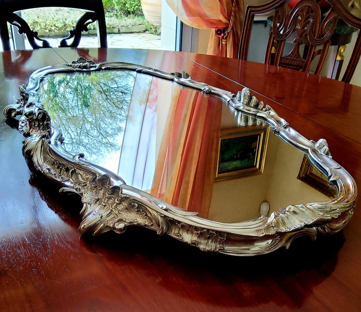 Especially From Table In Silvered Bronze With Mirror Bottom Louis XV Style 19th Century-photo-2