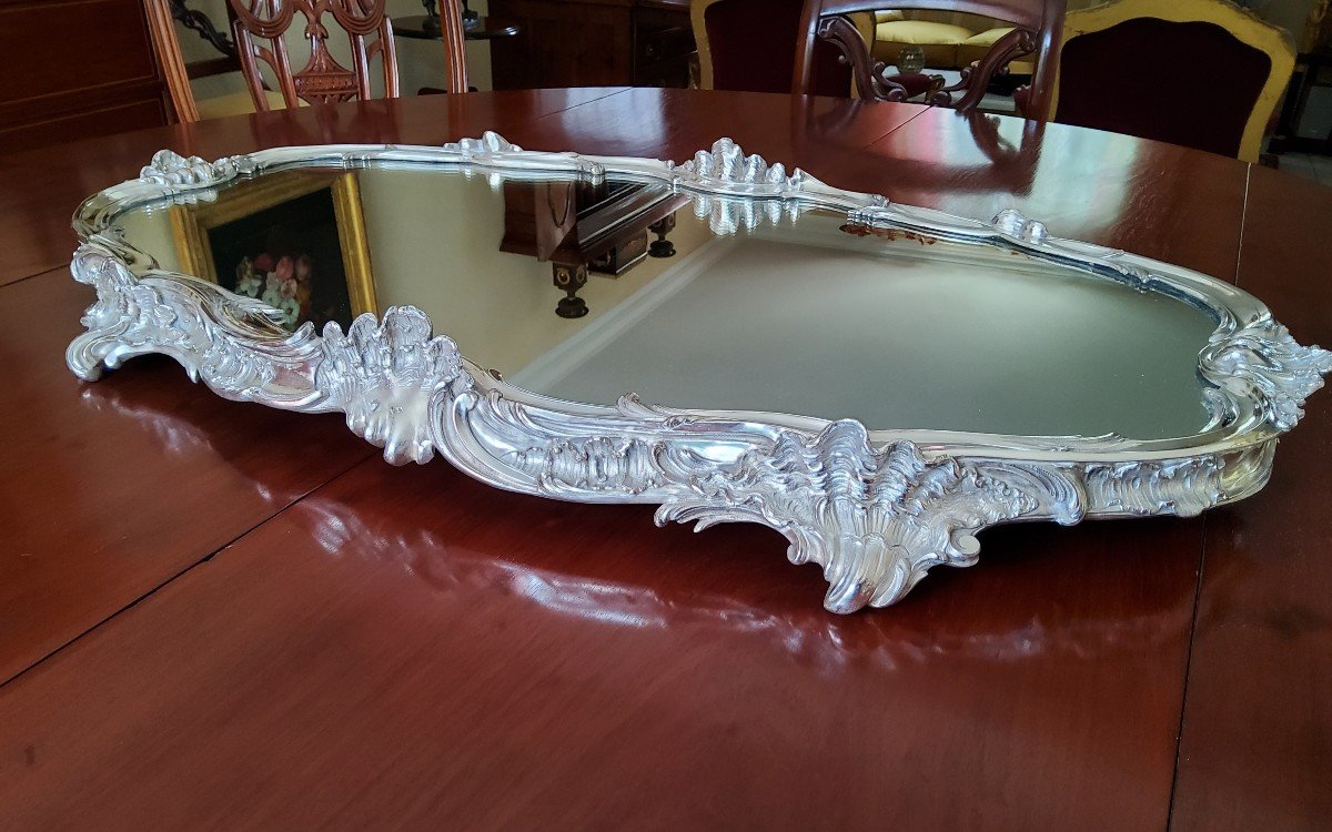 Especially From Table In Silvered Bronze With Mirror Bottom Louis XV Style 19th Century-photo-4