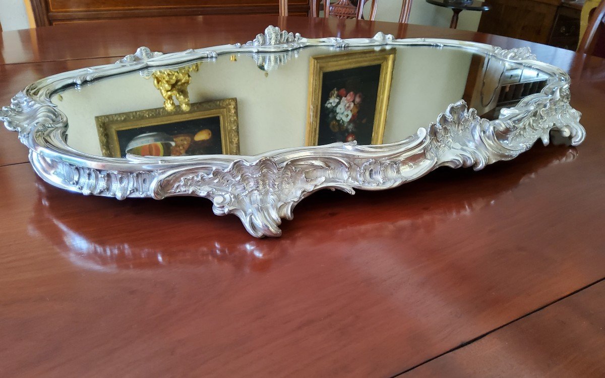 Especially From Table In Silvered Bronze With Mirror Bottom Louis XV Style 19th Century-photo-6