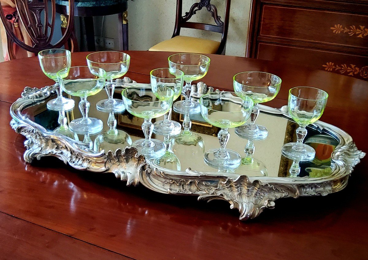 Surtout De Table En Bronze Argenté à Fond De Miroir Style Louis XV Epoque XIXéme-photo-8