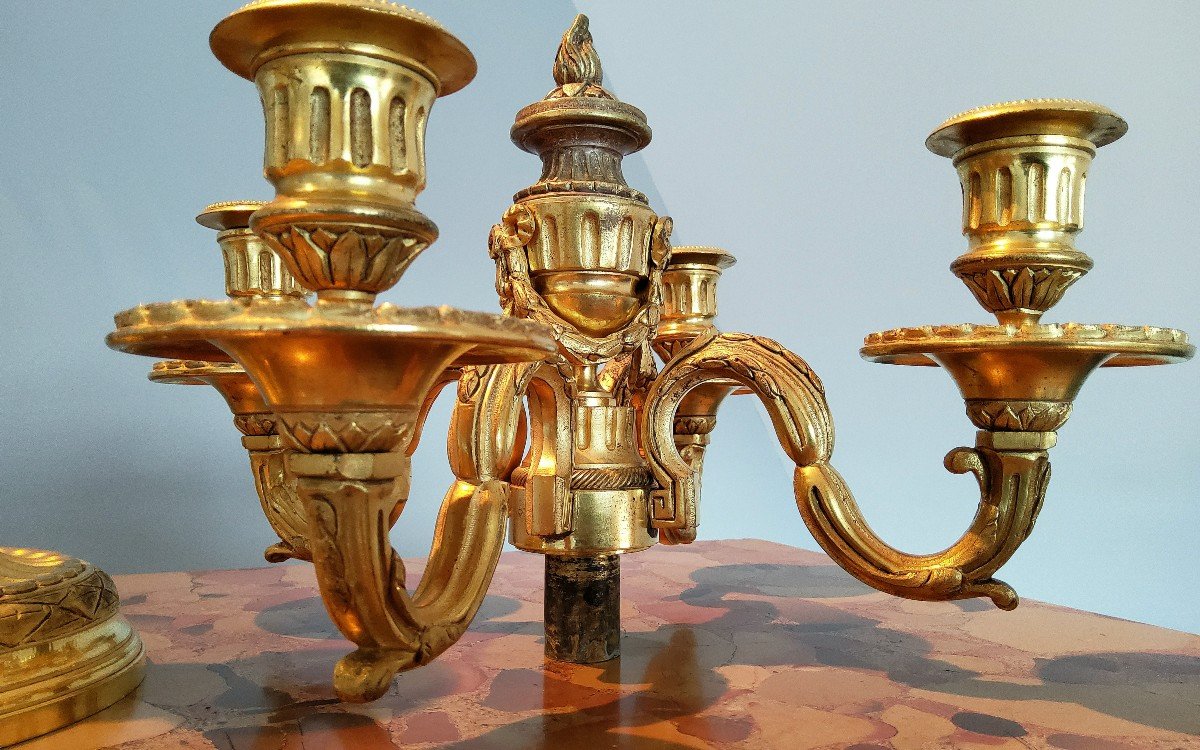 Paire De Candélabres à Transformations En Bronzes Dorés Style Louis XVI - XIXéme-photo-8