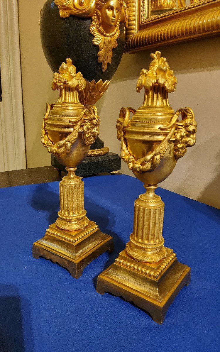 Vases Réversibles En Bougeoirs En Bronzes Dorés Style Louis XVI XIX éme Siécle -photo-5