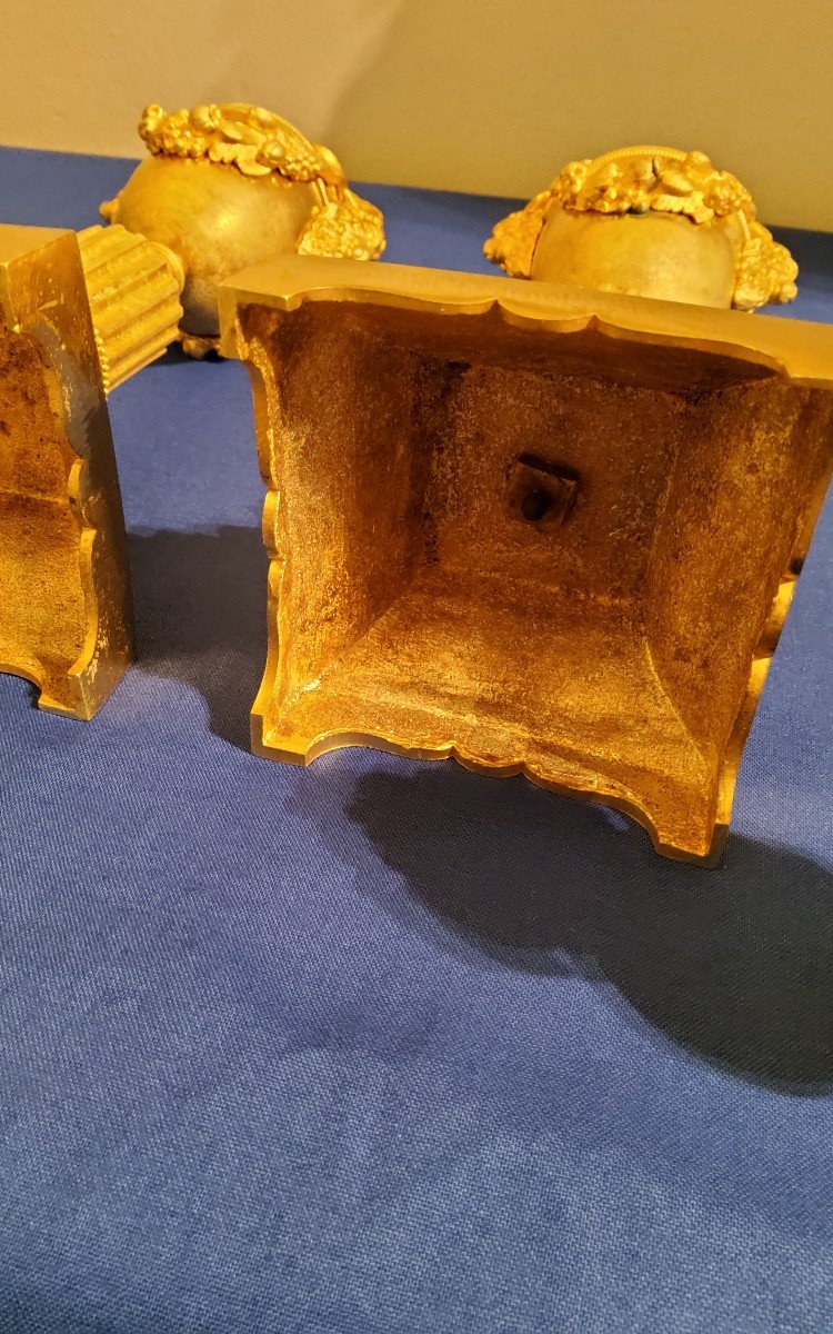 Vases Réversibles En Bougeoirs En Bronzes Dorés Style Louis XVI XIX éme Siécle -photo-7