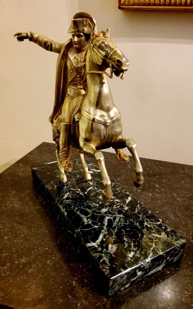 Sculpture Napoléon Bonaparte sur son cheval cabré en bronze doré Fin XIX éme-photo-2