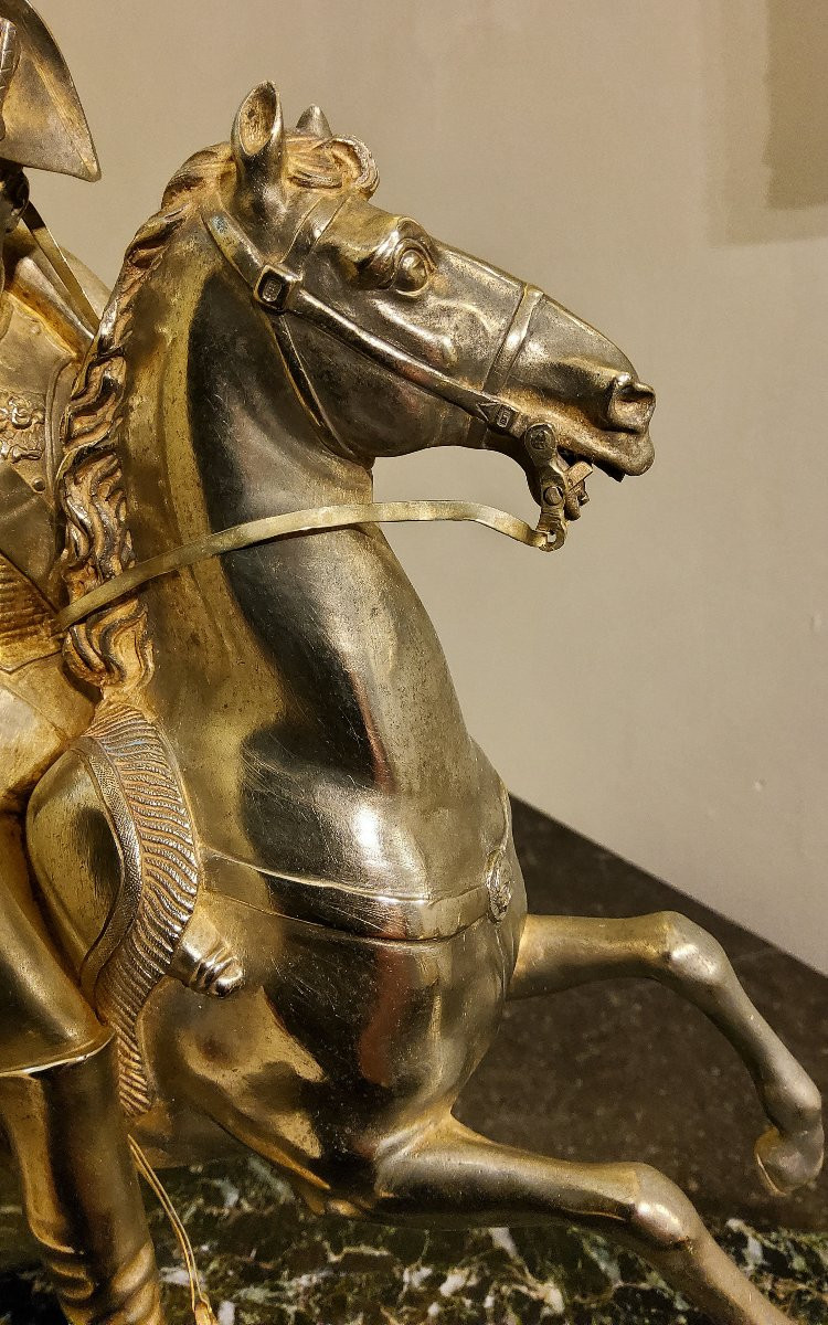 Sculpture Napoléon Bonaparte sur son cheval cabré en bronze doré Fin XIX éme-photo-6