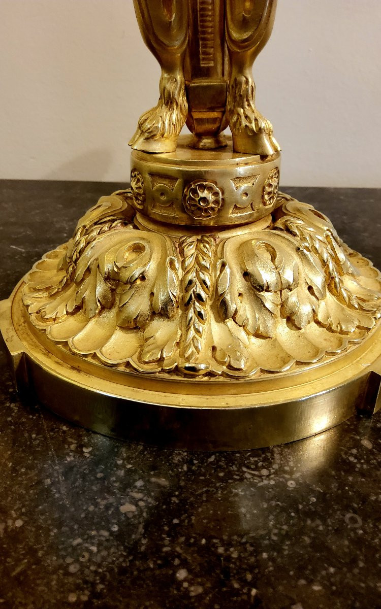 Paire de Candélabres en bronze doré Style Néo_classique d'aprés Delafosse JC. XIX éme -photo-3