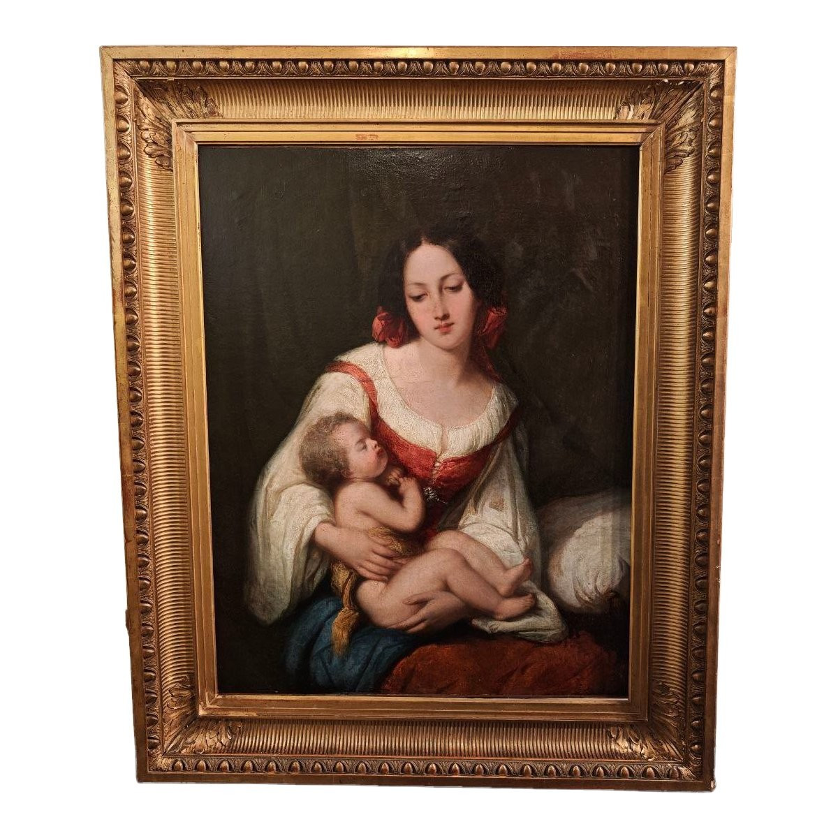 Tableau sur toile "Vierge à l'enfant" Ecole Française Début XIXéme 