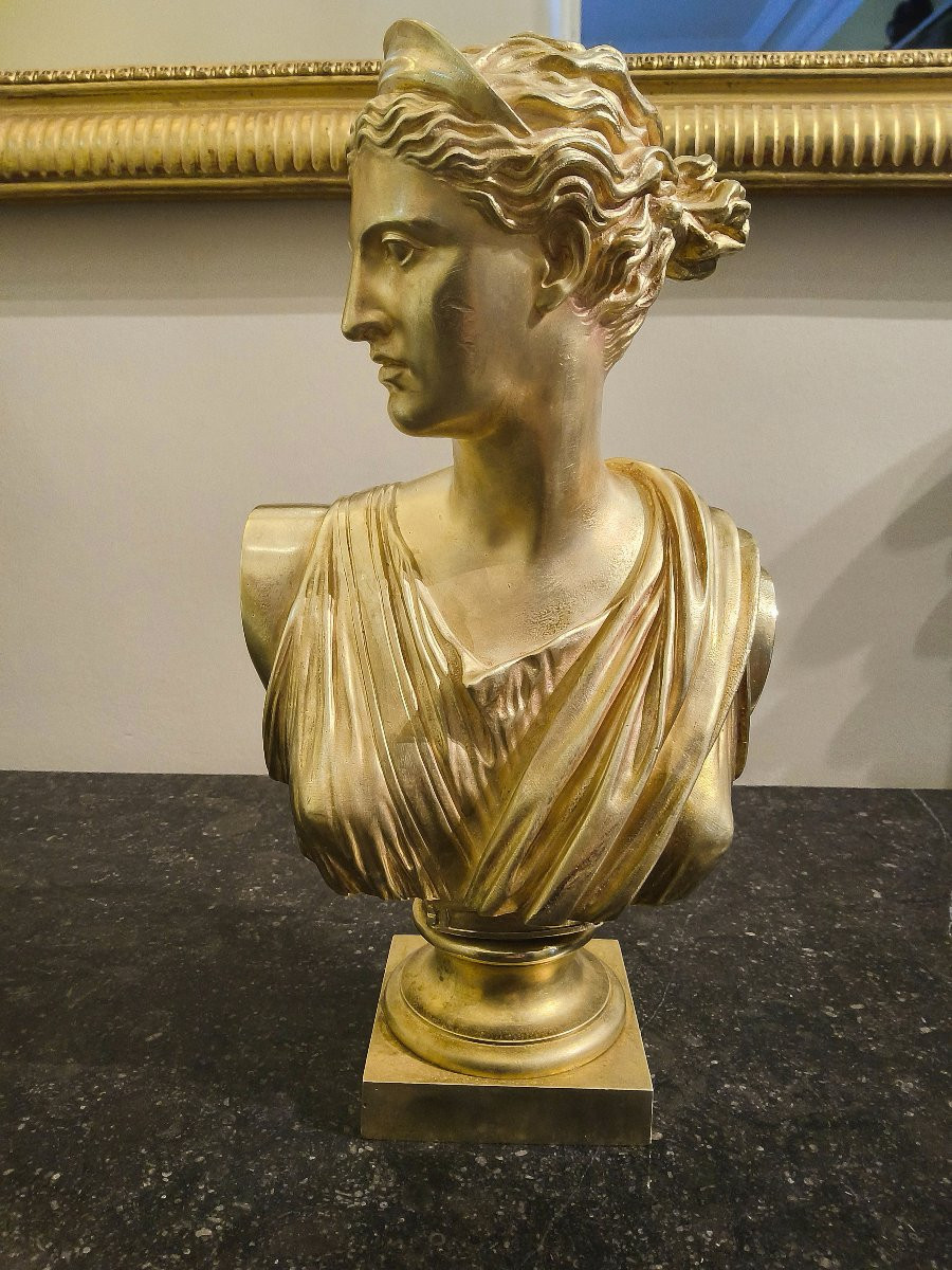 Sculpture en Bronze doré de Diane de Versailles en Buste Epoque XIX éme-photo-2