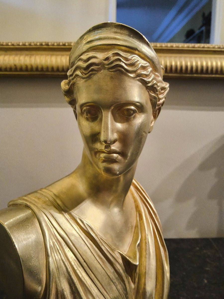 Sculpture en Bronze doré de Diane de Versailles en Buste Epoque XIX éme-photo-4