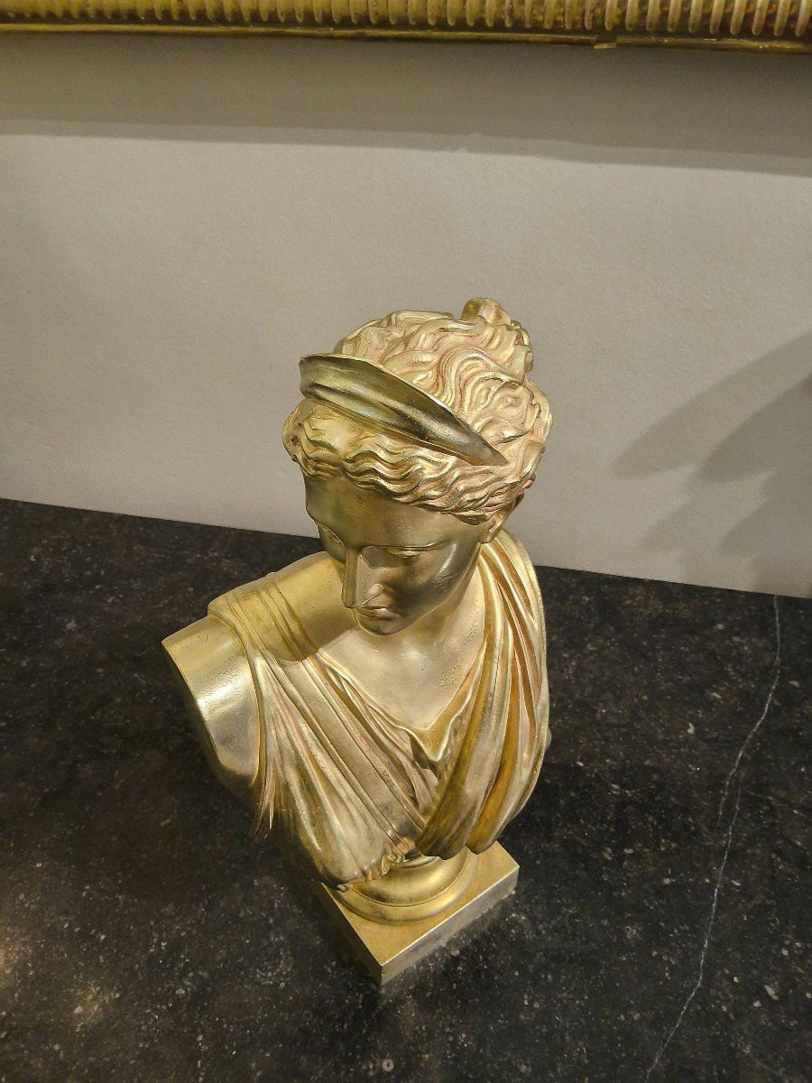 Sculpture en Bronze doré de Diane de Versailles en Buste Epoque XIX éme-photo-1
