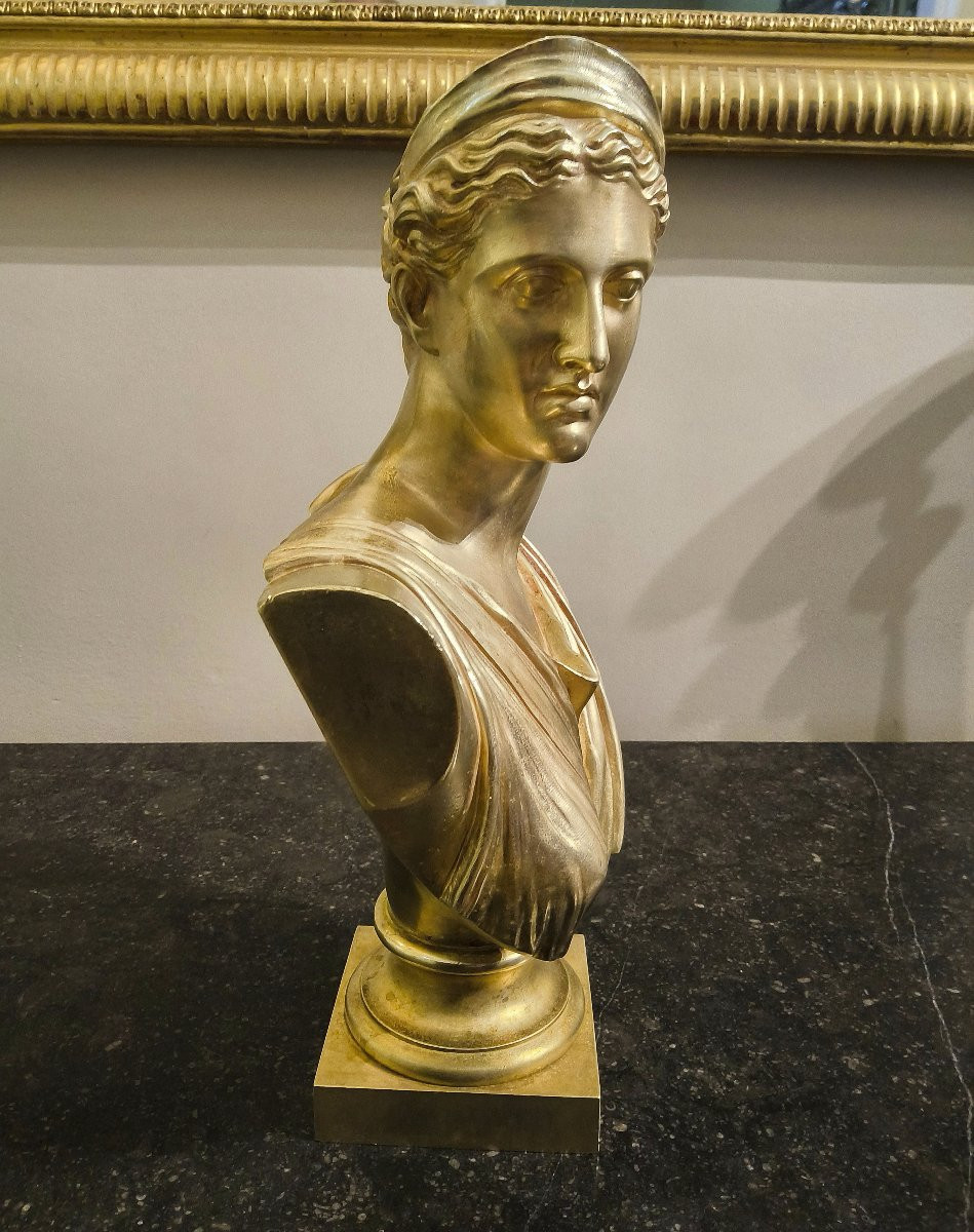 Sculpture en Bronze doré de Diane de Versailles en Buste Epoque XIX éme-photo-2