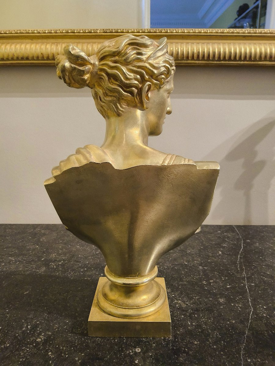 Sculpture en Bronze doré de Diane de Versailles en Buste Epoque XIX éme-photo-3