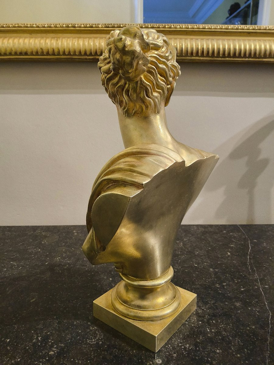 Sculpture en Bronze doré de Diane de Versailles en Buste Epoque XIX éme-photo-4