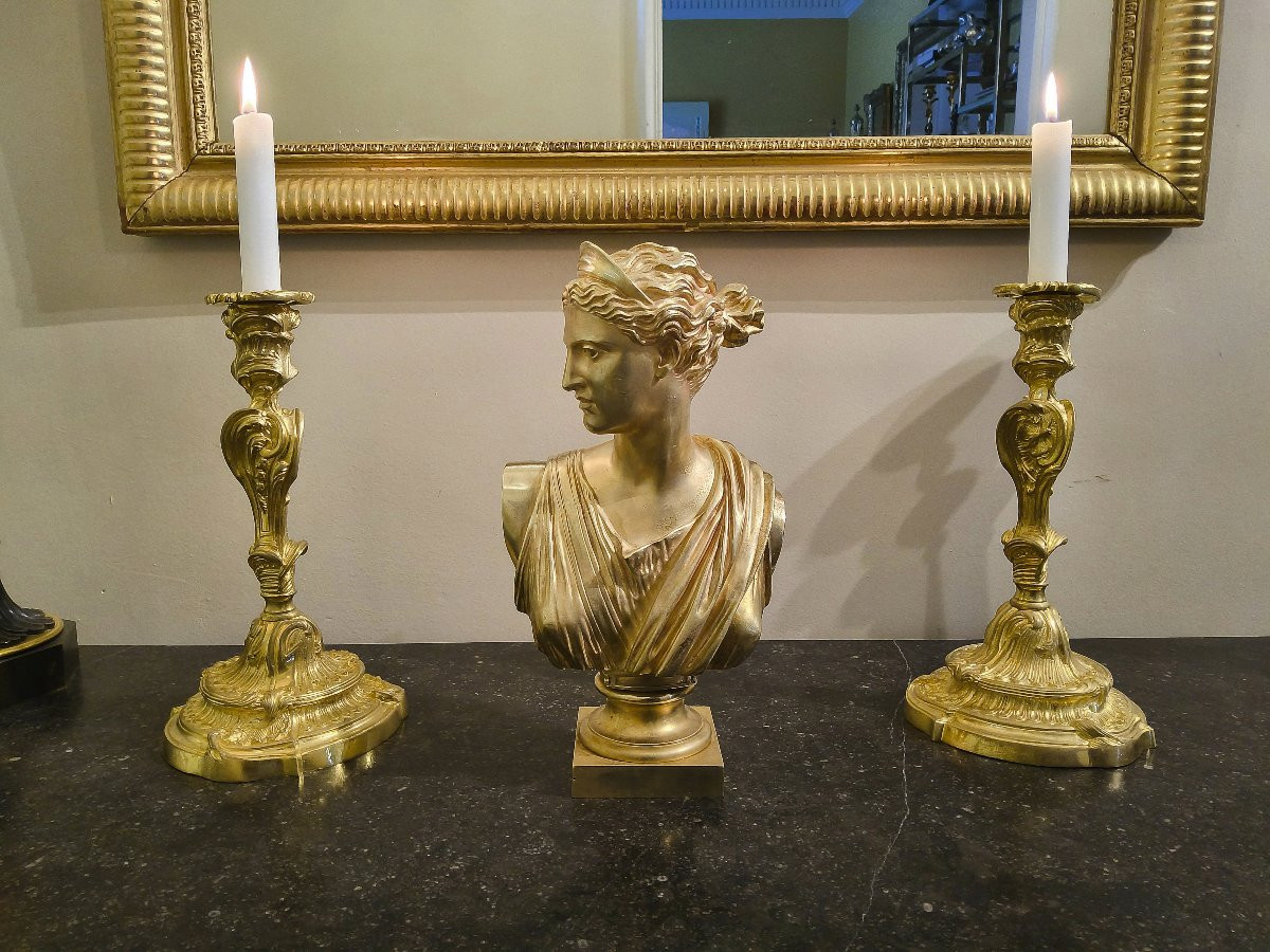 Sculpture en Bronze doré de Diane de Versailles en Buste Epoque XIX éme-photo-6
