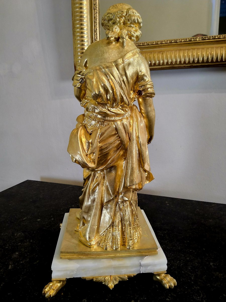 Paire de Sculptures en Bronzes dorés "Allégorie du Printemps" Sign.Moreau XIXéme-photo-4