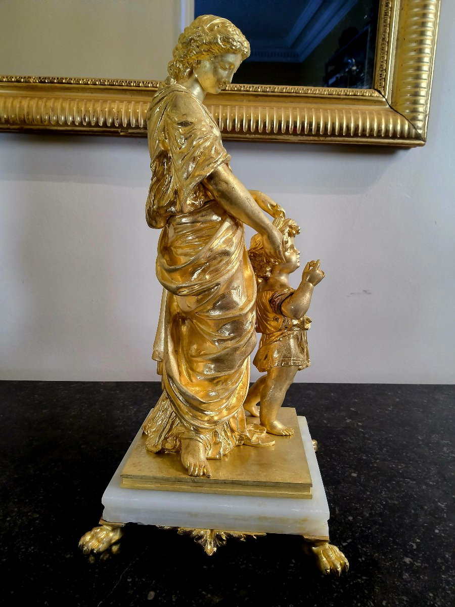 Paire de Sculptures en Bronzes dorés "Allégorie du Printemps" Sign.Moreau XIXéme-photo-6