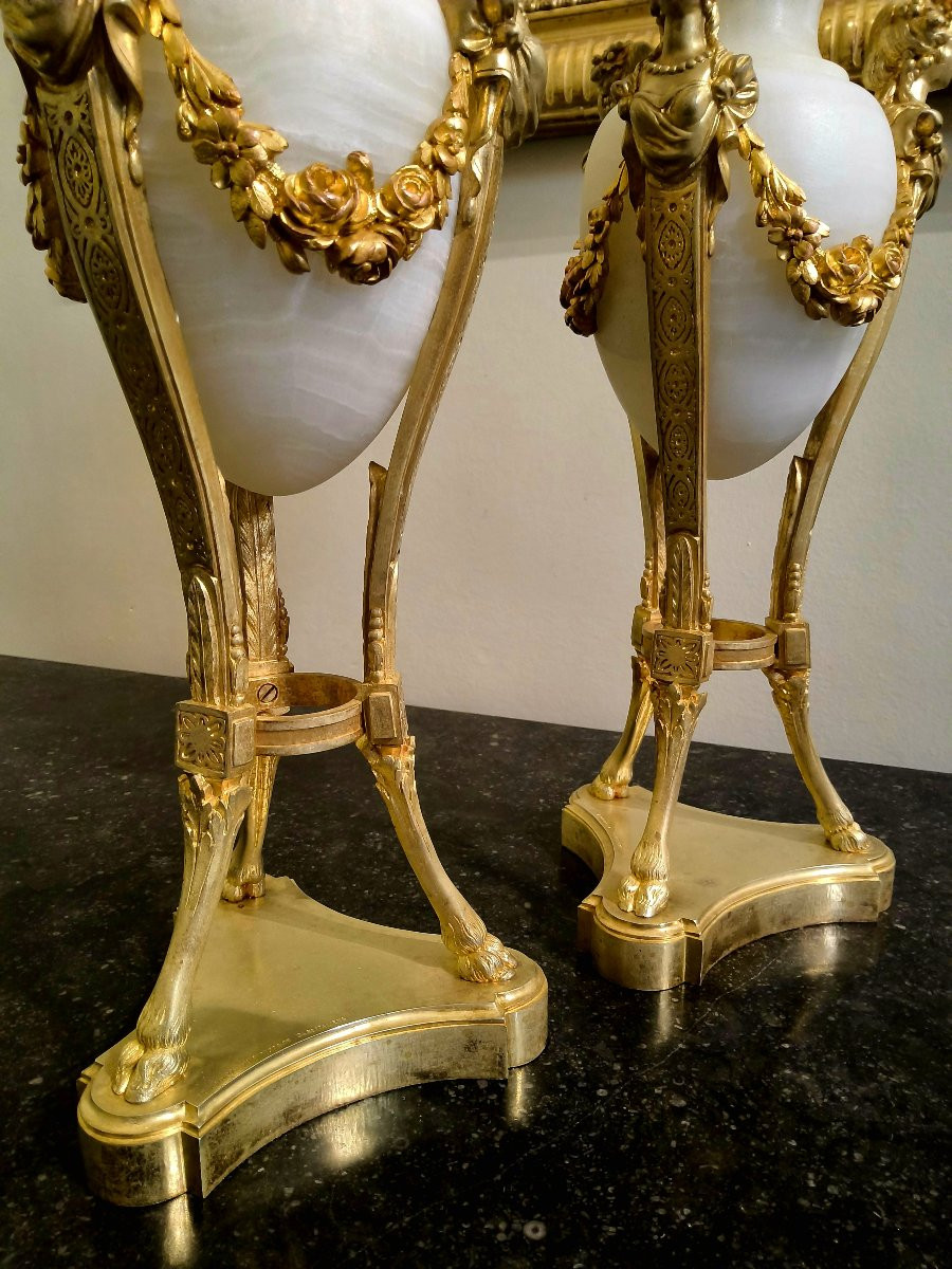 Paire de Vases en Athénienne (Bustes Antiques) – Onyx et Bronze Doré – Société Onyx, Paris XIX-photo-8