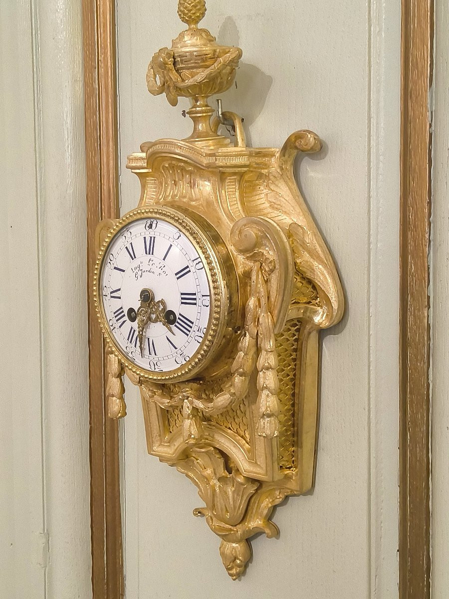 Gilt Bronze Alcove Cartel Clock After A Model By Osmond, Napoleon III Period, 19th Century.-photo-2