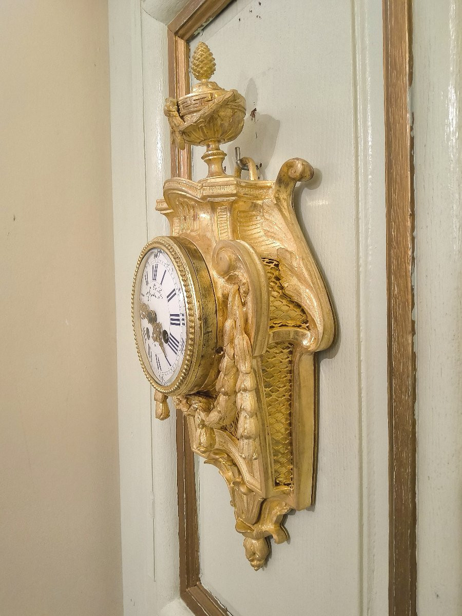 Gilt Bronze Alcove Cartel Clock After A Model By Osmond, Napoleon III Period, 19th Century.-photo-7