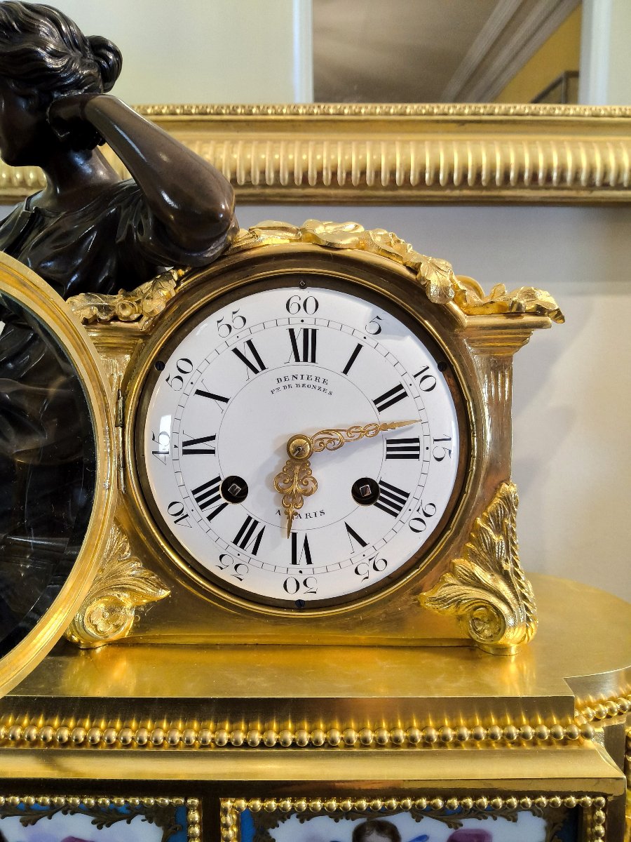 Geoffrin Clock "the Timetable" Louis XVI Style, Maison Denière, Paris, 19th Century-photo-2