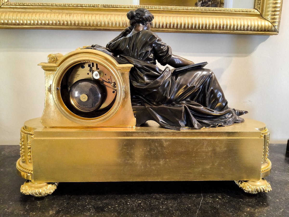 Geoffrin Clock "the Timetable" Louis XVI Style, Maison Denière, Paris, 19th Century-photo-3