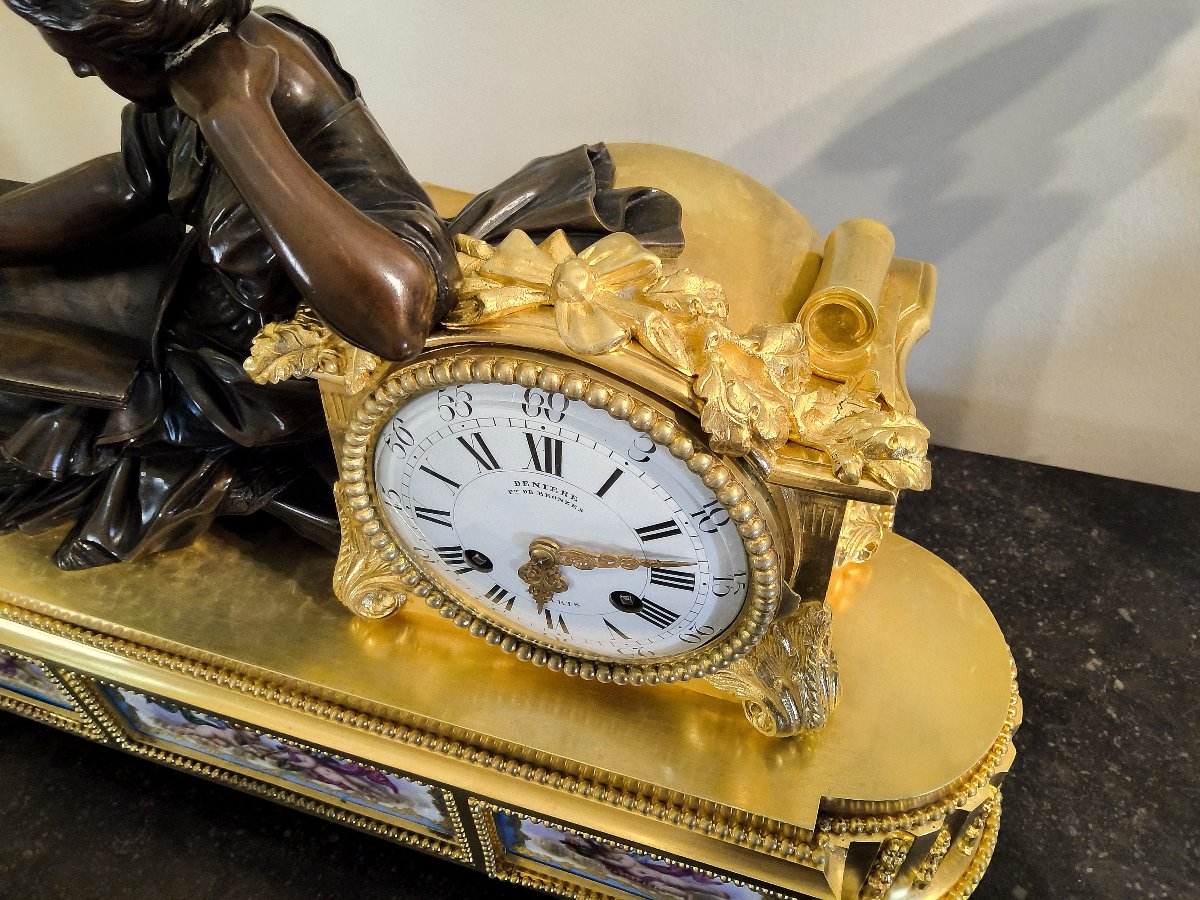 Geoffrin Clock "the Timetable" Louis XVI Style, Maison Denière, Paris, 19th Century-photo-7