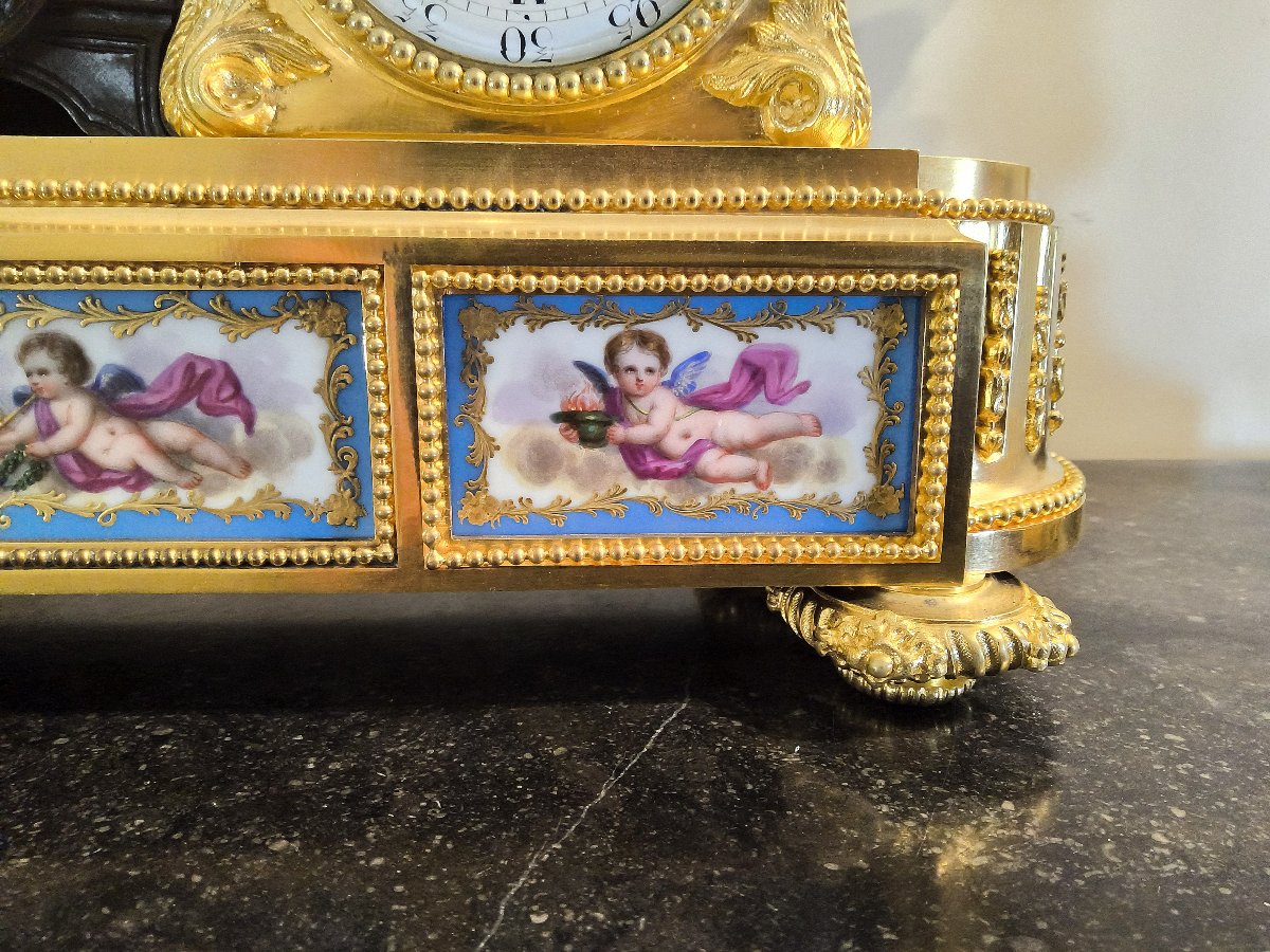 Geoffrin Clock "the Timetable" Louis XVI Style, Maison Denière, Paris, 19th Century-photo-8