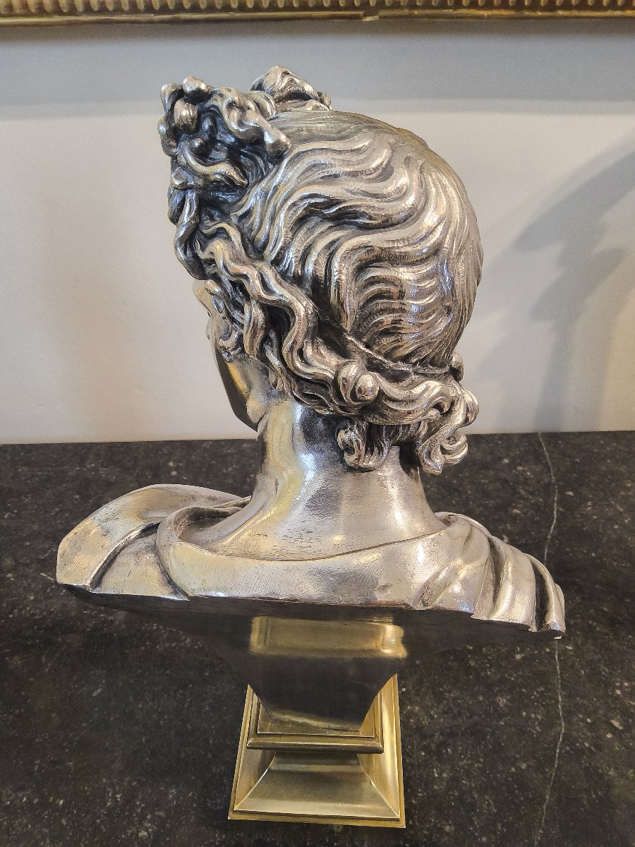 Buste d'Apollon du Belvédère en Bronze argenté Editeur L.Oudry XIXéme siécle -photo-2