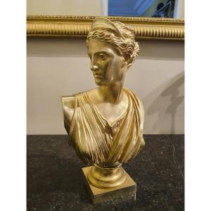 Sculpture en Bronze doré de Diane de Versailles en Buste Epoque XIX éme