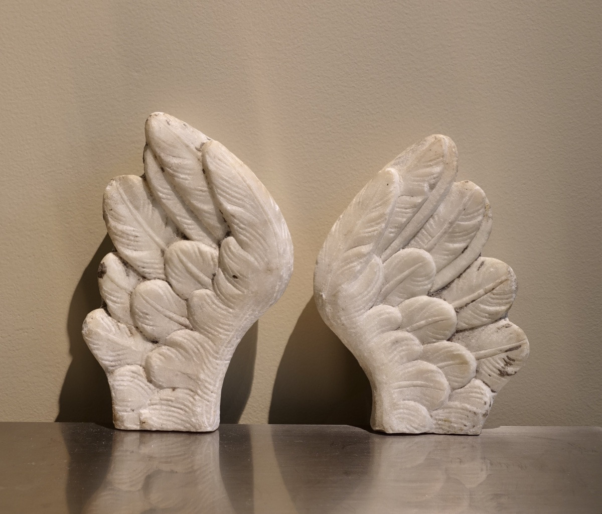 Pair Of Marble Wings - Italy, 18th Century-photo-2