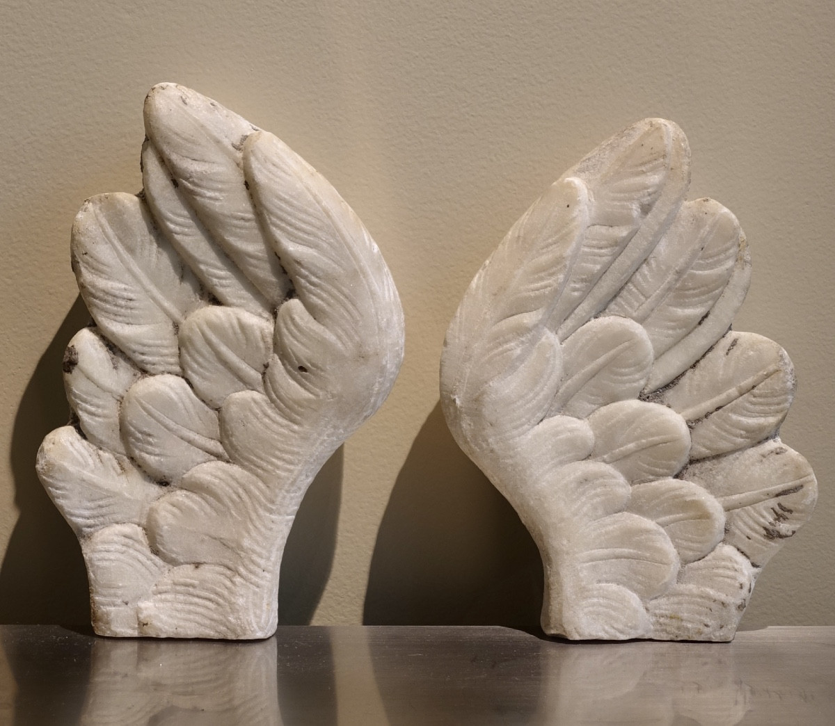 Pair Of Marble Wings - Italy, 18th Century