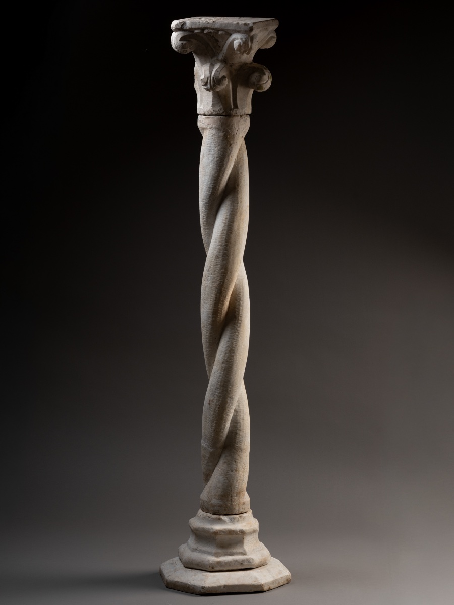 Twisted Cloister Column With Crocket Capital - Italy, 14th Century