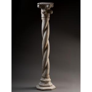 Twisted Cloister Column With Crocket Capital - Italy, 14th Century