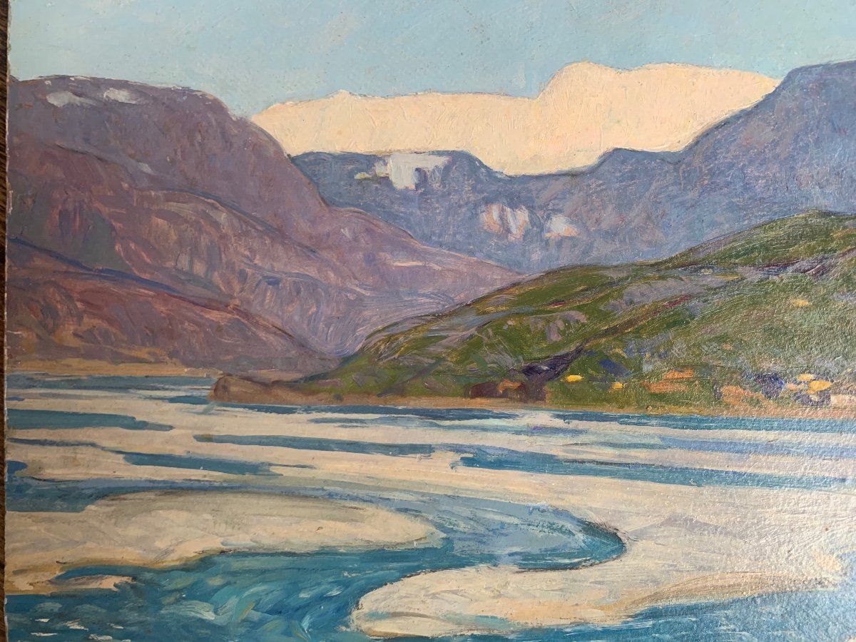 Fernand Lantoine, Peintre Belge (1876-1955)  Vue De Norvège-photo-3