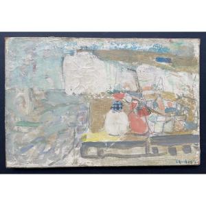 Pierre Lesieur (1922-2011) Huile Sur Toile Etretat Normandie