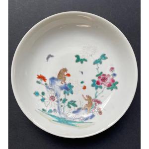 Chine XVIII° Rare  Assiette en porcelaine Signature à six caractères dans un double cercle