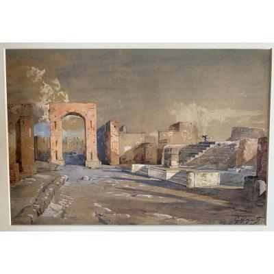 Giacinto  GIGANTE  (1806-1876) Italie - Naples - Pompei  -  Enorme côte