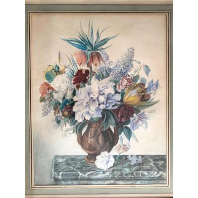 Jan Frans Van Dael (1764-1840) Très Grande Aquarelle Et Gouache