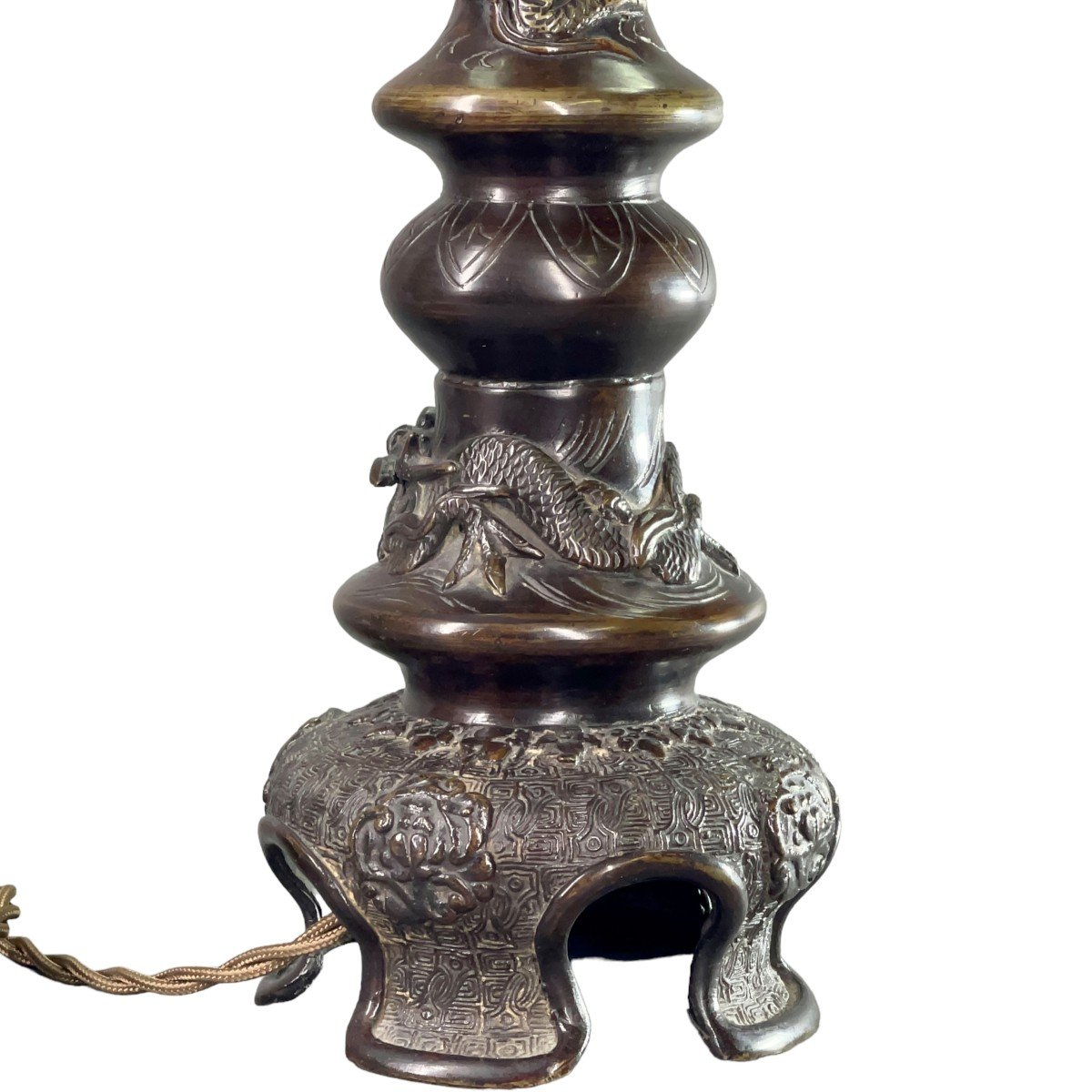 Lamp Base In Asian Bronze-photo-1
