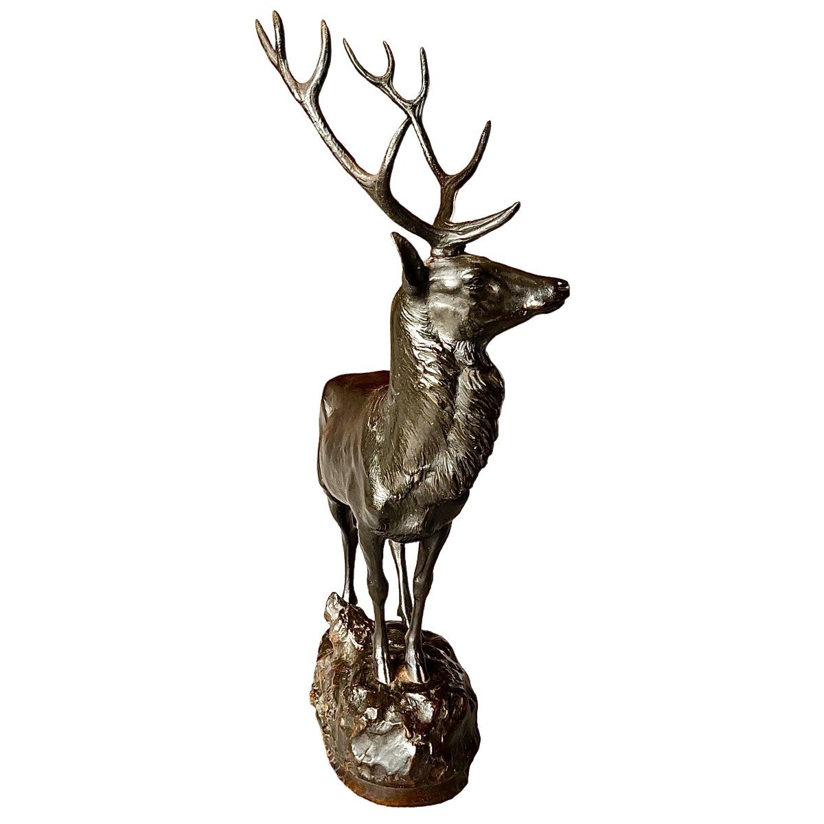 Cerf En Bronze Signé Maximilien Fiot-photo-2
