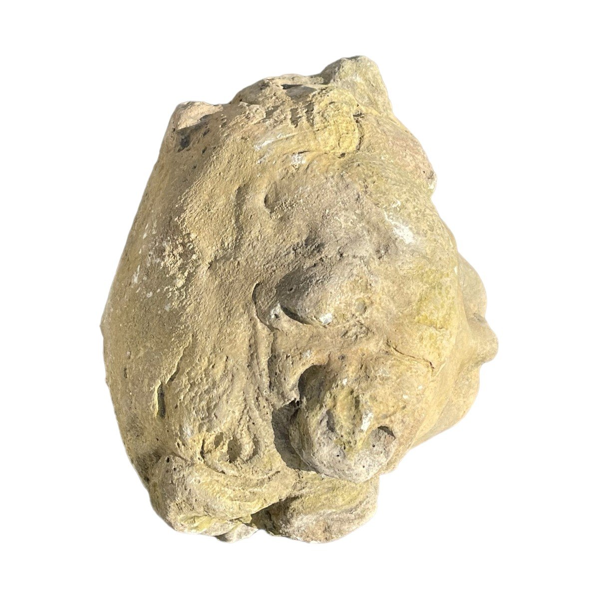 Tête d'Ange En Pierre Sculptée - Baroque Italien - XVIIe Siècle-photo-2