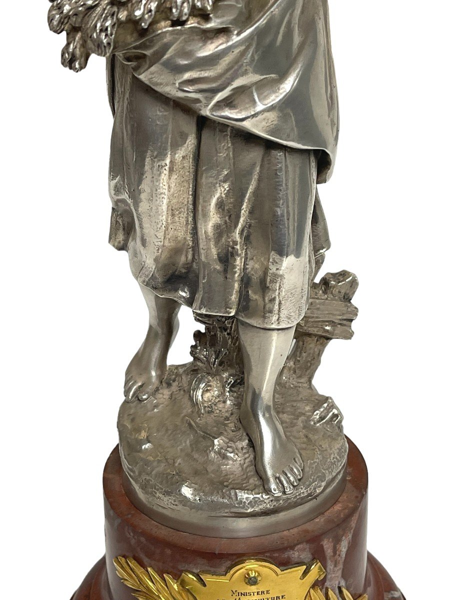 Bronze Argenté Christofle, Trophée Agricole XIXème Siècle -photo-4