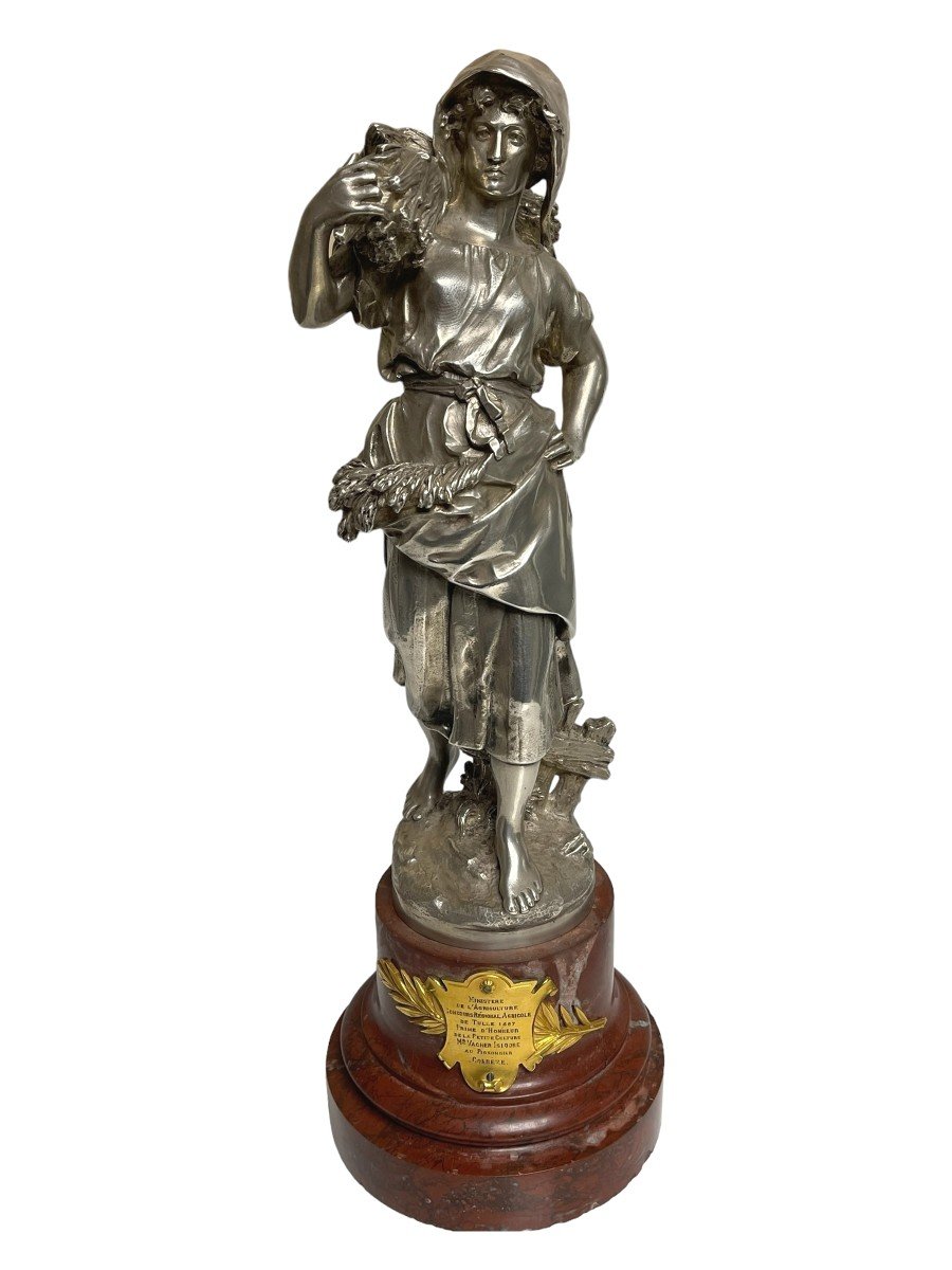 Bronze Argenté Christofle, Trophée Agricole XIXème Siècle 